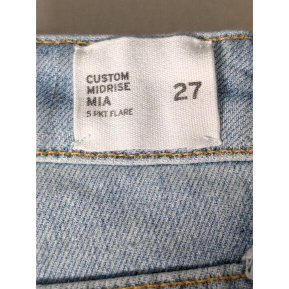 Hudson Womens 27 Light Wash Distressed Patchwork Flare Ultra Soft Jeans Raw Hem - Picture 9 of 16